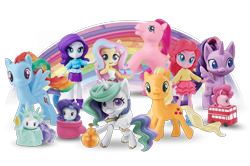 Size: 1400x930 | Tagged: safe, imported from derpibooru, applejack, fluttershy, pinkie pie, princess celestia, rainbow dash, rarity, twilight sparkle, alicorn, earth pony, human, pegasus, pony, equestria girls, my little pony: pony life, bottle, bus, clothes, cutie mark crew, g1, g4, g4.5, generation leap, glitter, looking at you, mane six, merchandise, official, pony life, rainbow, self ponidox, simple background, statue of liberty, toy, transparent background, twilight sparkle (alicorn)
