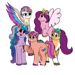 Size: 1280x1280 | Tagged: safe, artist:birbnerd17, imported from derpibooru, hitch trailblazer, izzy moonbow, pipp petals, sunny starscout, zipp storm, g5, mane five (g5)