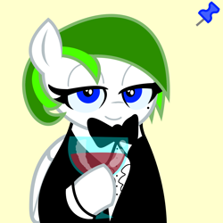 Size: 2048x2048 | Tagged: safe, artist:dtavs.exe, imported from ponybooru, oc, oc:flor de izote(izzi), pegasus, acres avatar, alcohol, base used, beauty mark, clothes, female, glass, mare, pegasus oc, suit, wine, wine glass, wings