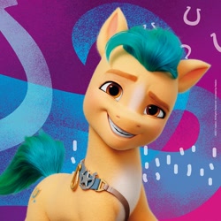 Size: 1200x1200 | Tagged: safe, imported from derpibooru, hitch trailblazer, earth pony, pony, abstract background, dreamworks face, g5, male, official, puzzle, ravensburger, smiling, solo, stallion