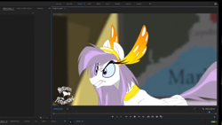 Size: 1136x640 | Tagged: safe, artist:shawn keller, imported from derpibooru, oc, oc only, oc:athena (shawn keller), pony, leak, angry, animated, computer, female, footage, growling, guardians of pondonia, jewelry, map, mare, margarita paranormal, regalia, solo, spoiler