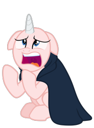 Size: 7000x9500 | Tagged: safe, artist:tardifice, editor:slayerbvc, imported from derpibooru, rarity, pony, unicorn, it isn't the mane thing about you, absurd resolution, bald, cloak, clothes, female, floppy ears, furless, furless edit, mare, no eyelashes, raribald, simple background, solo, transparent background, vector