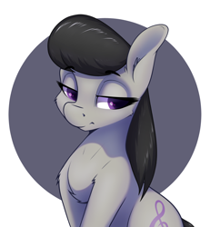 Size: 1634x1768 | Tagged: safe, artist:aquaticvibes, imported from derpibooru, octavia melody, earth pony, pony, abstract background, chest fluff, female, lidded eyes, mare, solo