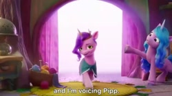 Size: 1276x716 | Tagged: safe, imported from derpibooru, screencap, izzy moonbow, pipp petals, spoiler:g5, spoiler:my little pony: a new generation, 3d, g5, my little pony: a new generation, sofia carson, subtitles