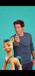 Size: 720x1520 | Tagged: safe, imported from derpibooru, hitch trailblazer, earth pony, human, pony, spoiler:g5, g5, irl, irl human, james marsden, male, my little pony: a new generation, photo, stallion, voice actor