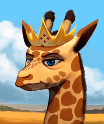 Size: 1500x1783 | Tagged: safe, artist:mrscroup, imported from derpibooru, oc, oc only, giraffe, equestria at war mod, bags under eyes, bust, crown, jewelry, male, portrait, regalia, solo