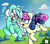 Size: 2760x2416 | Tagged: source needed, safe, artist:lou, imported from derpibooru, bon bon, lyra heartstrings, sweetie drops, earth pony, pony, blushing, female, happy, heart, high res, lesbian, looking at each other, lyrabon, shipping, smiling, sparkles