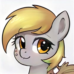 Size: 1024x1024 | Tagged: safe, artist:thisponydoesnotexist, imported from derpibooru, pony, ai content, ai generated, cute, female, generator:thisponydoesnotexist, mare, neural network, not derpy, piercing, simple background, solo, white background