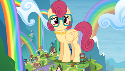 Size: 1920x1080 | Tagged: safe, artist:dashiesparkle, artist:dipi11, artist:thegiantponyfan, imported from derpibooru, posey shy, pegasus, pony, female, giant pony, giantess, glasses, jewelry, macro, mare, milf, necklace, pearl necklace, rainbow falls (location), rainbow waterfall