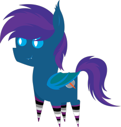 Size: 5795x6073 | Tagged: safe, artist:tikibat, derpibooru exclusive, imported from derpibooru, oc, oc only, oc:stardust, oc:stardust(cosmiceclipse), bat pony, pony, absurd resolution, bat pony oc, bat wings, clothes, ear fluff, fangs, male, membranous wings, pointy ponies, simple background, slit eyes, slit pupils, smiling, socks, solo, stallion, striped socks, transparent background, wings