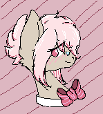 Size: 149x165 | Tagged: safe, artist:chyoatas, artist:twic0rd, imported from derpibooru, oc, oc only, earth pony, pony, abstract background, bow, bust, earth pony oc, hair bow, smiling, solo