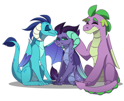 Size: 1280x1047 | Tagged: safe, artist:primrosepaper, imported from derpibooru, princess ember, spike, oc, oc:athena, dragon, dragon lord ember, emberspike, family, father and child, father and daughter, female, male, mother and child, mother and daughter, next generation, offspring, older, older ember, older spike, parent:princess ember, parent:spike, parents gonna parent, parents:emberspike, shipping, simple background, straight, transparent background, winged spike, wings