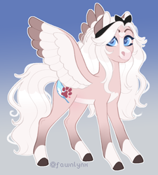 Size: 860x957 | Tagged: safe, artist:frostedpuffs, imported from derpibooru, oc, oc only, oc:honey dove, pegasus, pony, colored wings, colored wingtips, female, mare, multicolored wings, solo, wings