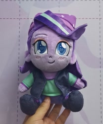 Size: 851x1024 | Tagged: safe, artist:abby_starling, imported from derpibooru, starlight glimmer, human, equestria girls, beanie, chibi, hat, heart eyes, photo, plushie, smiling, solo, wingding eyes