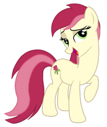 Size: 1027x1221 | Tagged: safe, artist:gmaplay, imported from derpibooru, roseluck, earth pony, pony, bedroom eyes, female, lidded eyes, looking at you, mare, open mouth, raised hoof, show accurate, simple background, solo, transparent background