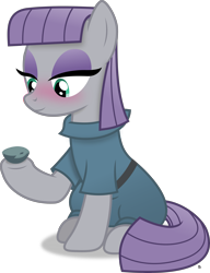 Size: 2903x3779 | Tagged: safe, artist:anime-equestria, imported from derpibooru, boulder (pet), maud pie, earth pony, pony, blushing, boulder (g4), clothes, dress, eyeshadow, female, high res, makeup, mare, rock, simple background, sitting, smiling, solo, transparent background, vector, when she smiles