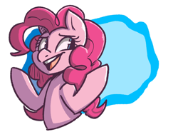 Size: 1546x1188 | Tagged: safe, artist:modularpon, edit, editor:edits of hate, imported from twibooru, pinkie pie, pony, bust, exploitable meme, female, mare, meme, mouthpiece, open mouth, shrug, simple background, solo, white background