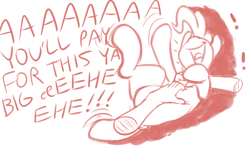 Size: 2019x1255 | Tagged: safe, artist:braeburned, imported from twibooru, pinkie pie, pony, disembodied hand, exclamation point, hand, monochrome, tickling