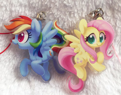 Size: 1220x958 | Tagged: safe, artist:dawnfire, imported from twibooru, fluttershy, rainbow dash, charm, irl, keychain, photo, smiling