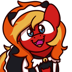 Size: 1000x1000 | Tagged: safe, artist:sugar morning, imported from twibooru, oc, oc only, oc:dusty sprinkles, pony, vampire, vampony, bell, cat ears, clothes, crossdressing, head tilt, image, looking at you, maid, male, open mouth, png, solo, solo male, sugar morning's smiling ponies