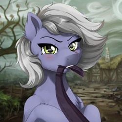 Size: 2000x2000 | Tagged: source needed, safe, artist:evomanaphy, edit, editor:tiffortat, editor:v3ga, imported from twibooru, limestone pie, earth pony, pony, blushing, female, image, leash, looking at you, mare, offscreen character, png, pov, rock farm, unauthorized edit