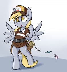 Size: 1358x1442 | Tagged: safe, artist:spheedc, imported from twibooru, derpy hooves, pegasus, pony, clothes, simple background, solo