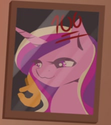 Size: 1110x1256 | Tagged: safe, artist:burgerkiss, imported from twibooru, princess cadance, alicorn, pony, bust, cropped, emoji, explicit source, female, lidded eyes, mare, picture frame, portrait, smiling, solo, 👌, 💯