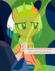 Size: 641x820 | Tagged: safe, edit, edited screencap, imported from twibooru, screencap, somnambula, the ending of the end, changeling slime, frown, if only you knew how bad things really are, meme, png, reaction image