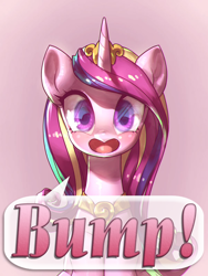 Size: 600x800 | Tagged: safe, anonymous editor, artist:frali, edit, imported from twibooru, princess cadance, alicorn, pony, blushing, bump, cute, cutedance, dialogue, female, looking at you, mare, open mouth, png, simple background, solo