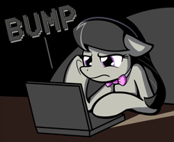 Size: 800x653 | Tagged: safe, anonymous editor, artist:whatsapokemon, edit, imported from twibooru, octavia melody, bump, computer, laptop computer, png, solo