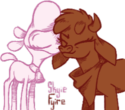 Size: 251x220 | Tagged: safe, artist:skyie-fyire, imported from twibooru, arizona cow, pom lamb, them's fightin' herds, community related, image, png, shipping