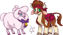 Size: 483x266 | Tagged: safe, artist:skyie-fyire, imported from twibooru, arizona cow, pom lamb, them's fightin' herds, community related, duo, image, older, png