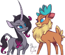 Size: 367x312 | Tagged: safe, artist:skyie-fyire, imported from twibooru, oleander, velvet reindeer, them's fightin' herds, community related, image, png