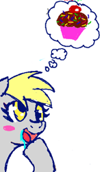 Size: 252x414 | Tagged: safe, artist:xskullstomperx, imported from twibooru, derpy hooves, cupcake, food, image, png, solo