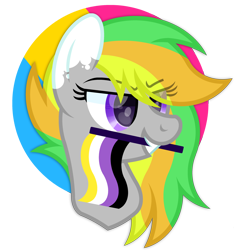 Size: 3000x3200 | Tagged: safe, artist:ponkus, imported from derpibooru, oc, oc only, oc:odd inks, pegasus, pony, female, high res, mare, pegasus oc, pride flag, pride month, solo, wings