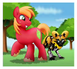 Size: 800x718 | Tagged: safe, artist:jhayarr23, imported from derpibooru, big macintosh, pony, african wild dog, missing accessory