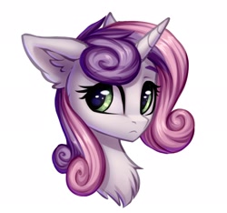 Size: 1956x1830 | Tagged: safe, artist:setharu, imported from derpibooru, sweetie belle, pony, unicorn, bust, older, older sweetie belle, portrait, simple background, solo