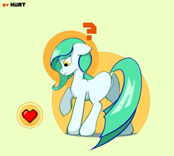 Size: 3016x2716 | Tagged: safe, artist:i love hurt, imported from derpibooru, oc, oc only, earth pony, pony, butt, cute, female, green hair, high res, looking at each other, plot, solo, surprised, yellow eyes