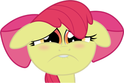 Size: 901x601 | Tagged: safe, imported from derpibooru, apple bloom, earth pony, pony, call of the cutie, female, filly, sad, simple background, solo, transparent background