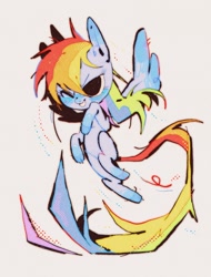 Size: 1115x1465 | Tagged: safe, artist:dizzychelsy, imported from derpibooru, rainbow dash, pegasus, pony, female, flying, mare, simple background, solo, white background