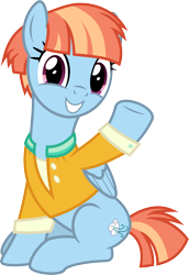 Size: 3433x4986 | Tagged: safe, alternate version, artist:chainchomp2, imported from derpibooru, windy whistles, pegasus, pony, parental glideance, absurd resolution, clothes, cute, female, looking at you, mare, simple background, sitting, smiling, solo, teeth, transparent background, vector, waving, waving at you, windybetes