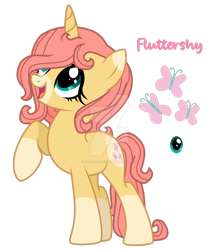 Size: 1280x1469 | Tagged: safe, artist:hate-love12, imported from derpibooru, fluttershy, pony, alternate design, race swap, raised hoof, simple background, solo, transparent background, unicorn fluttershy
