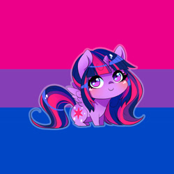 Size: 1920x1920 | Tagged: safe, artist:wilvarin-liadon, imported from derpibooru, twilight sparkle, alicorn, pony, bisexual pride flag, bisexuality, blushing, cute, pride, pride flag, solo, twiabetes, twilight sparkle (alicorn)