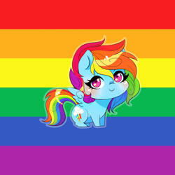 Size: 1920x1920 | Tagged: safe, artist:wilvarin-liadon, imported from derpibooru, rainbow dash, pegasus, pony, blushing, cute, dashabetes, gay pride, gay pride flag, pride, pride flag, solo