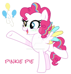 Size: 1280x1340 | Tagged: safe, artist:hate-love12, imported from derpibooru, pinkie pie, pegasus, pony, alternate design, heterochromia, pegasus pinkie pie, race swap, simple background, solo, transparent background