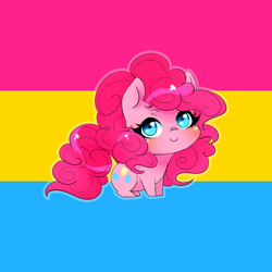 Size: 1920x1920 | Tagged: safe, artist:wilvarin-liadon, imported from derpibooru, pinkie pie, earth pony, pony, blushing, chibi, cute, diapinkes, pansexual pride flag, pride, pride flag, solo