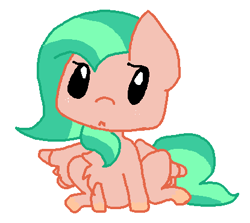 Size: 415x370 | Tagged: safe, artist:ask-alidash, imported from derpibooru, oc, oc only, pegasus, pony, 1000 hours in ms paint, female, frown, mare, pegasus oc, simple background, sitting, solo, white background, wings