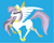 Size: 3000x2400 | Tagged: safe, artist:samoht-lion, imported from derpibooru, oc, oc only, oc:athena (shawn keller), pegasus, pony, blue background, concave belly, eyes closed, female, guardians of pondonia, high res, hooves, lineless, mare, minimalist, modern art, pegasus oc, simple background, slim, solo, spread wings, thin, trotting, wings