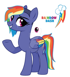 Size: 1280x1407 | Tagged: safe, artist:hate-love12, imported from derpibooru, rainbow dash, pegasus, pony, alternate design, colored wings, deviantart watermark, gradient wings, multicolored wings, obtrusive watermark, rainbow wings, solo, watermark, wings