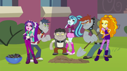 Size: 1280x720 | Tagged: safe, artist:kimberlythehedgie, artist:zeldarondl, edit, imported from derpibooru, screencap, adagio dazzle, aria blaze, fido, rover, sonata dusk, spot, diamond dog, equestria girls, player piano, rainbow rocks, boots, clothes, cute, diamond dudes, digging, disguise, disguised siren, female, fidagio, fidazzle, gem, giggling, hand on hip, high heel boots, laughing, leggings, lidded eyes, male, pants, pigtails, rovaria, roveria, shipping, shoes, shovel, siren gem, smiling, sonatabetes, sponata, spotnata, straight, the dazzlings, twintails, vector